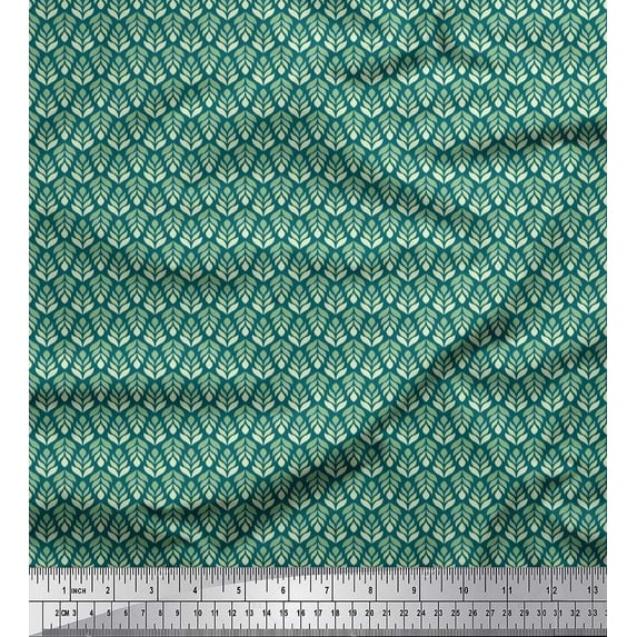 Soimoi Cotton Voile Fabric Leaves Small Print Sewing Fabric Yard 42 Inch Wide