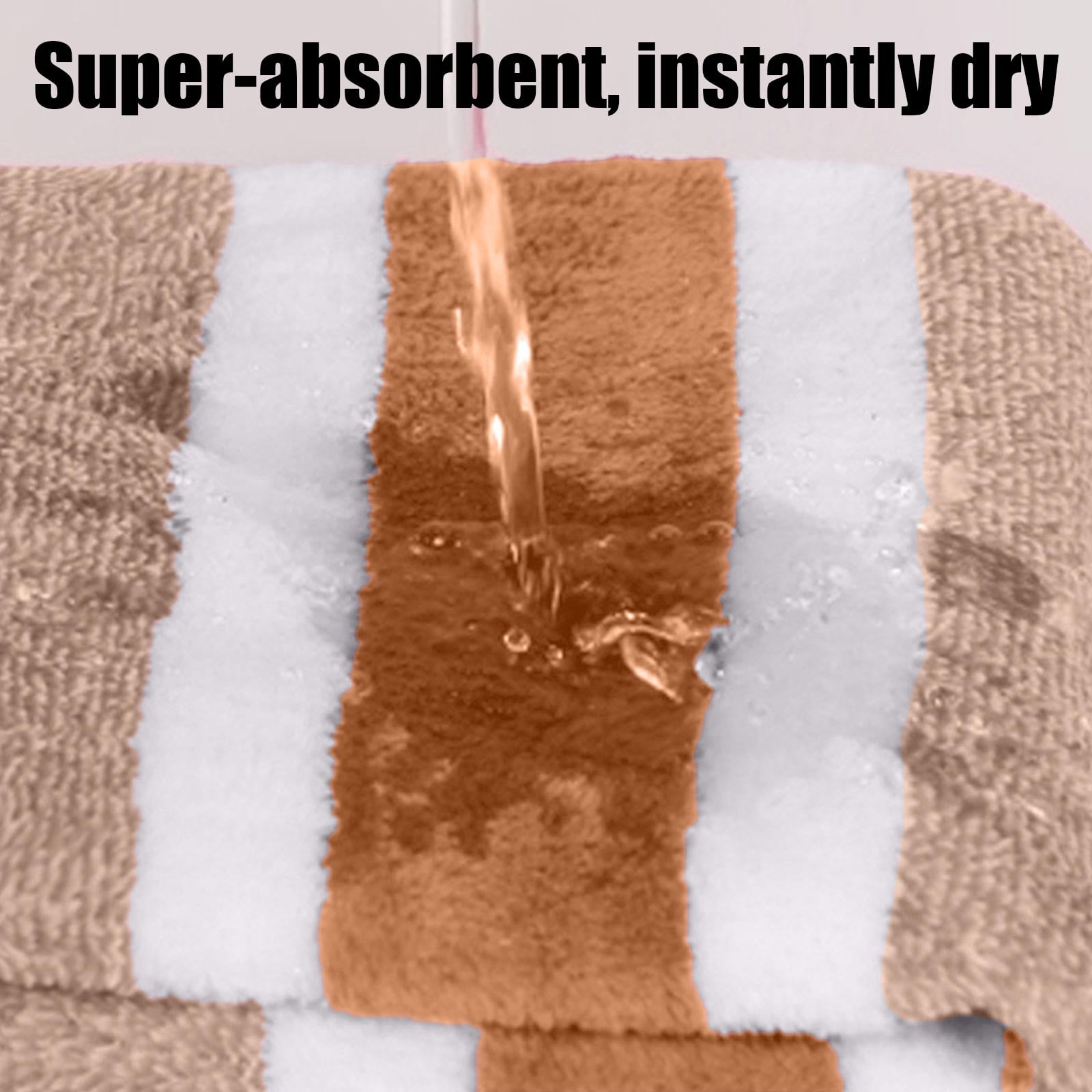 Ultra Soft Bath Towel Set 8-Piece, Velvet Wide Stripe Towel Washcloth Bath Towel, Microfiber Absorbent Quick Dry Towels for Bathroom, Spa, Gym, Pool Shower Beach (Brown)