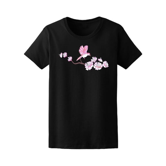 Beautiful Bird & Cherry Blossom T-Shirt Women -Image by Shutterstock, Female x-Large