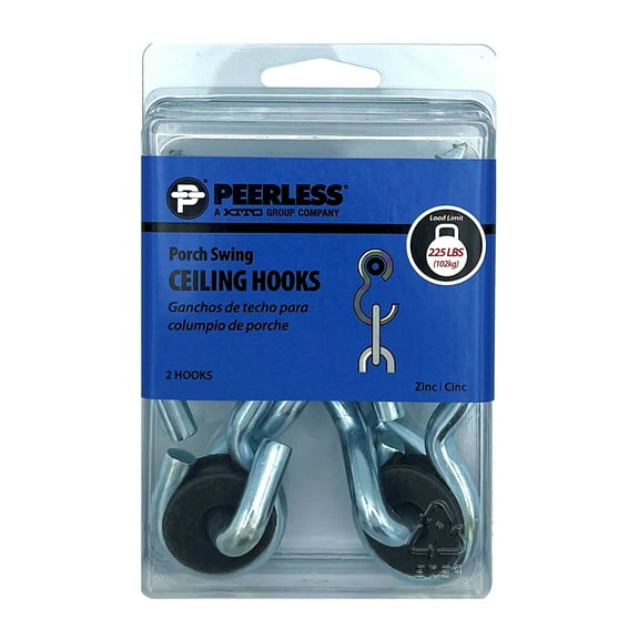Porch Swing Ceiling Hooks, Zinc, 2 Pack, Peerless Chain Company, #4800460