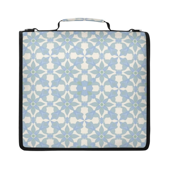 Zipper Binder with Shoulder Strap 2 inch 3 Ring Waterproof File Folder Organizer Bag 500 Sheet Symmetrical Floral Pattern