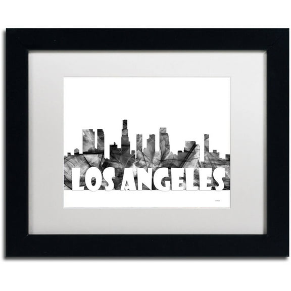 Trademark Fine Art 'Los Angeles CA Skyline BG-2' Canvas Art by Marlene Watson, White Matte, Black Frame