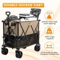 thumbnail image 6 of JIOABL 400L Double-Decker Folding Wagon Cart with 440lbs Capacity, 54" Extender, All-Terrain Wheels & Brakes, Gray, 6 of 8