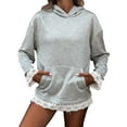 thumbnail image 2 of Lace Hoodies for Women 2025 Fall Winter Long Sleeve Cute Lace Trim Hooded Sweatshirt with Pockets Pullover Tops, 2 of 6
