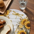 thumbnail image 3 of Farmhouse Sunflower Round 15 Inch Placemats Set of 4, Vintage Daisy Butterflies Gray Wood HeatResistant Non Slip Place Mats for Dining Table, Wipeable Braided Kitchen Table Mats for Housewarming, 3 of 9