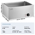 thumbnail image 6 of VEVOR Commercial Food Warmer 19QT Bain Marie 1200W Electric Buffet Warmer Steam Table Food Warmer Countertop Stainless Steel Food Warmer Wet or Dry Use for Parties, Catering and Restaurant, 6 of 9