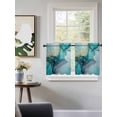 thumbnail image 3 of Teal Ombre Tier Curtains 24 Inch Length, Sheer Curtains for Bedroom Living Room Window Modern Marble Ink Painted Abstract Rod Pocket Voile Drapes Kitchen Curtains Small Half Window 27.5"x24" 2 Panels, 3 of 6