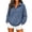 Blue, variant on Women's Quarter Zip Pullover Sweatshirts Streetwear Loungewear Loose Fit Top with Pocket Black L