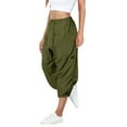 thumbnail image 1 of Gibobby pantalones de mujer holgados Pantalones de mujer diarios casuales de longitudes con bolsillos elásticos con cordón en la cintura pantalones sólidos (Verdinegro, S), 1 of 4