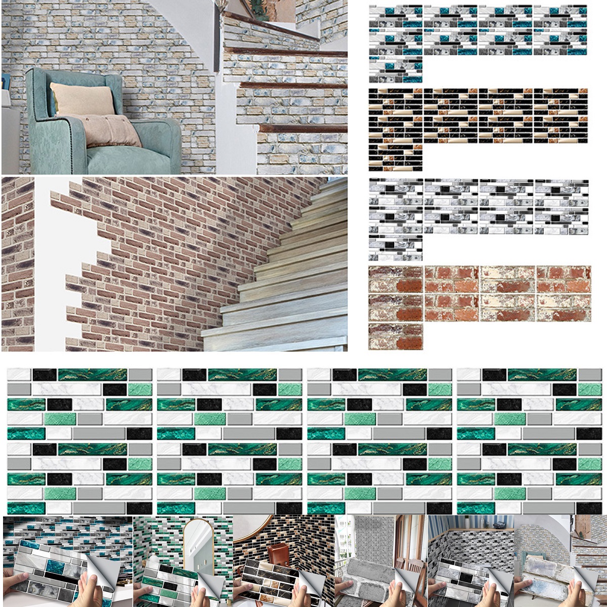 5 Sheets,Thickness design,Vora Mix Colorful Peel and Stick Wall Tile Sticker for Home Decor Tile Decals for Living Room Kitchen Bathroom Decor, self-adhesive splashback 5 Sheets,Thickness design,Vora Mix Colorful Peel and Stick Wall Tile Sticker for Home Decor Tile Decals for Living Room Kitchen Bathroom Decor, self-adhesive splashback