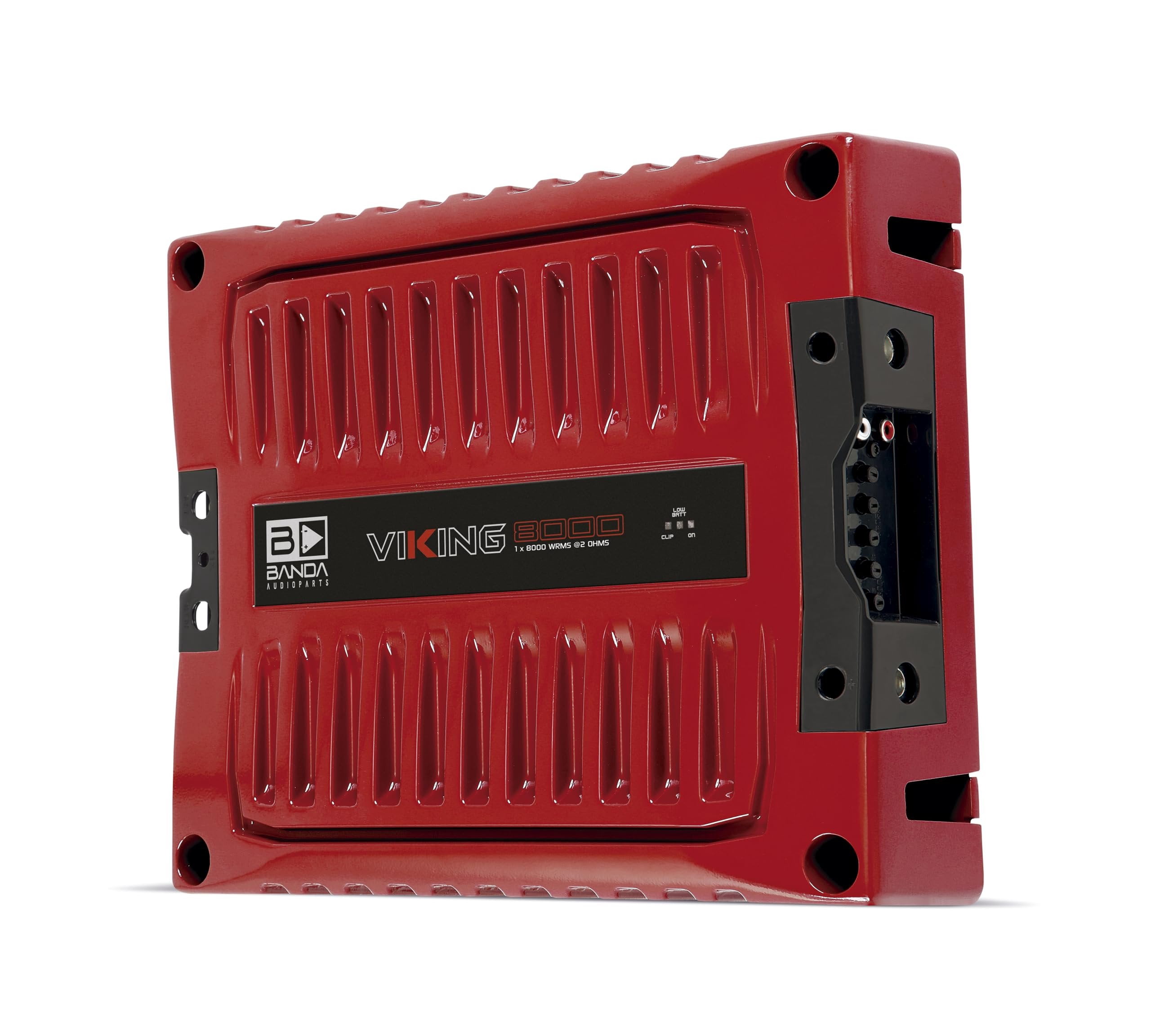 Banda VIK8000.2RED Car Amplifier Audio Speaker 2-Ohms Full Range New Viking 8000 Watts Rms LED Indicator Sound Specialization Aluminum Chassis - Red