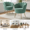 thumbnail image 3 of Seashell Upholstery Barrel Chairs Set of 2 Velvet Lounge Armchairs Gold Legs Home Living Room Bedroom, 3 of 9