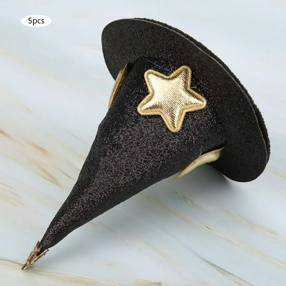 Dioche EECOO 5pcs Mini Witch Hat Hair Pins Cute Hair Clips Witch Costume Accessory For New Year Christmas Holiday Kids Hair Decoration