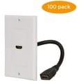 thumbnail image 1 of Buyer's Point HDMI Wall Plate [UL Listed] 6-Inch Pigtail Built-in Flexible Hi-Speed HDMI Cable with Ethernet 2-Piece Decora Single Outlet Port Insert Perfect for Home Theater Systems Pack of 100 White, 1 of 6