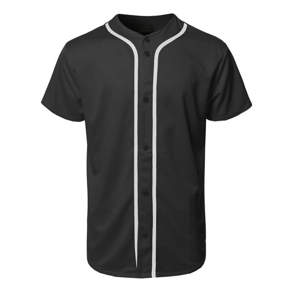 FashionOutfit Men's Solid Front Button Closure Athletic Baseball Inspired Jersey Top