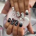 thumbnail image 2 of Press on Nails Long Stiletto Fake Nails 3D Snake Design Black White 2 Sets Sixdian, 2 of 9