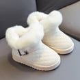 thumbnail image 6 of Miluxas Toddler Boots Kids Snow Boots Girl's Warm Winter Boots Fleece Lined Waterproof Boot PU Leather Non Slip Short Boots Beige 7(20), 6 of 7