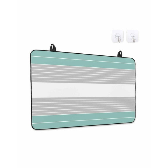 Stove Top Covers for Electric Stove 24x21 Inches, Turquoise Grey Stripe Heat Insulation Fireproof Glass Cooktop Protector, Modern Art Horizontal Striped Countertop Stovetop Cover for Kitchen