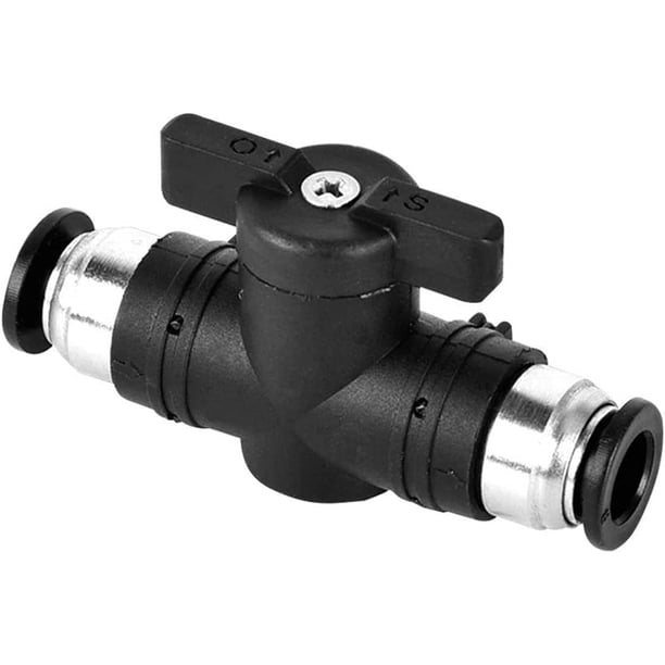 Válvula neumática de 6 mm de diámetro, válvula neumática, válvula manual, conexión recta, controles de encendido/apagado de fluido, latón y plástico (negro) ZefeiWu 8390606163813