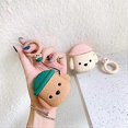 thumbnail image 3 of Funda para AirPods, súper linda y creativa, con diseño de perro de peluche y gorro de mascota, funda protectora de silicona suave estilo cachorro para AirPods 1 y 2 con gancho, color marrón, 3 of 5