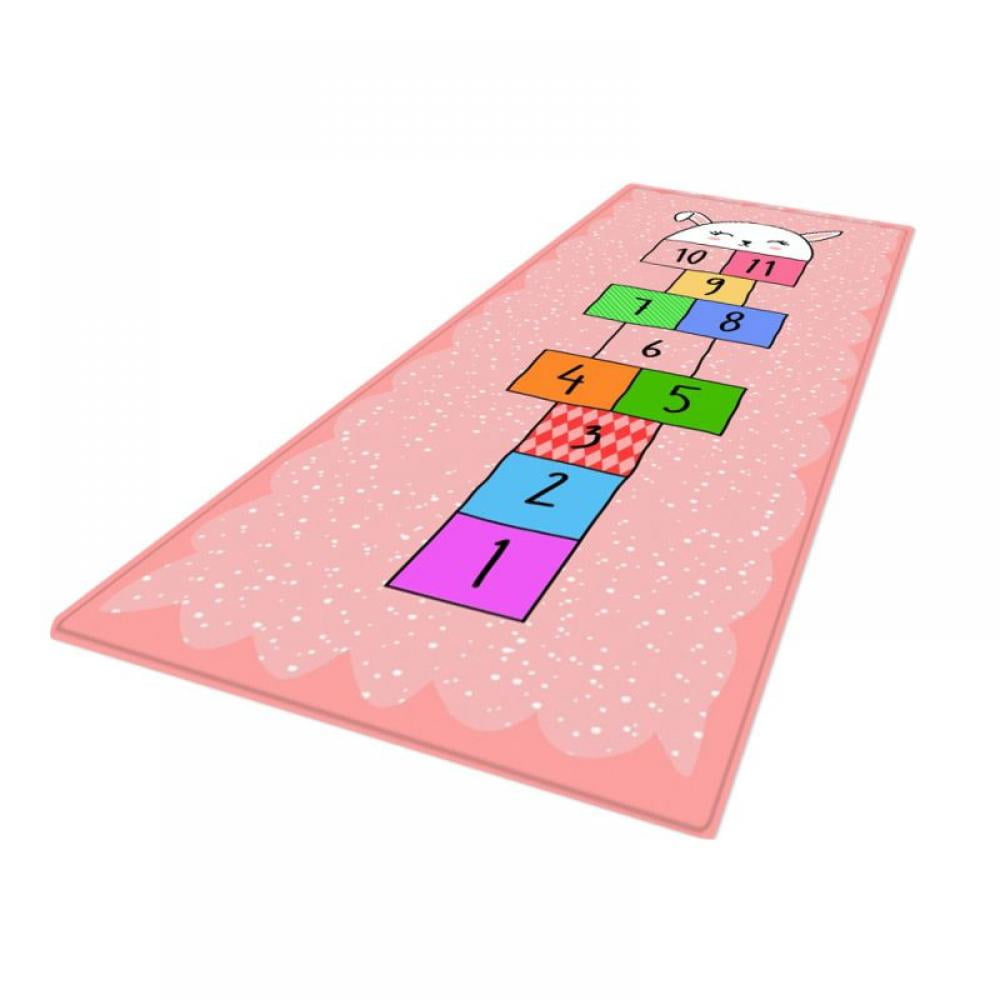 Classroom Hopscotch Rug Hop and Count Game Rug with Cute Colorful Design Anti-Slip Kids Play Mat Soft Floor Area Rug and Carpet for Bedroom Nursery Sturdy Gift for Girls & Boys