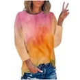 thumbnail image 2 of RKSTN Hauts pour Femmes Mode Imprimé Teinture sur Nœuds Col Rond Manches Longues Chandail en Molleton Décontracté Sortie Blouses Amples Hauts, 2 of 4