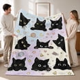 thumbnail image 3 of SPXUBZ Black Cat Pattern Throw Blanket 50x60 Inch, Animal Printed Soft Fleece Blanket, Cozy Warm Blanket for Sofa Bedroom 50"x40", 3 of 5