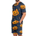 thumbnail image 4 of Leidass Mens Halloween Pajama Set Short Sleeve Sleepwear Lounge Set Crew Neck Tee and Shorts Casual Homewear Two Piece Outfit Green 2XL, 4 of 7