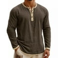 thumbnail image 2 of Horkkom Linen Shirts for Men Button V Neck Long Sleeve Shirts Casual Loose Workout Athletic Shirts XXXL, 2 of 6