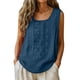 thumbnail image 1 of Craaazy Women's Relaxed Fit Round Neck Tank Top, Solid Color Sleeveless Cotton Linen Top, Loose Comfy Embroidered Casual Vest for Work & Daily Wear Gifts, 1 of 9