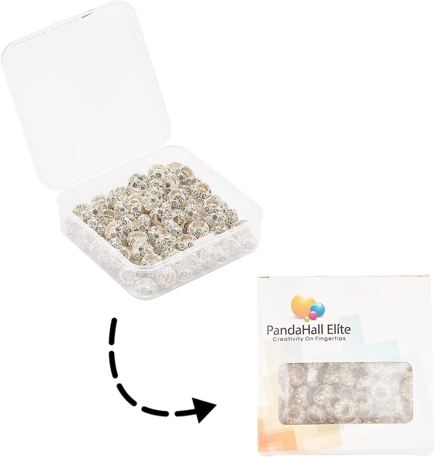 100pcs Rhinestone Large Hole Beads Diamond European Beads Garden Decor Beaded Rondelle Slide Spacer Beads Hair Beads Fit Bracelet Snake Chain Yard Patio Plant Pot Flower Decor Hole: 5mmClear