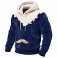 thumbnail image 2 of YueHuiYing Mens Hoodie Long Sleeve Pullover Lined Plaid Zip Up Hooded Sweatshirt Warm Winter Coat, 2 of 5