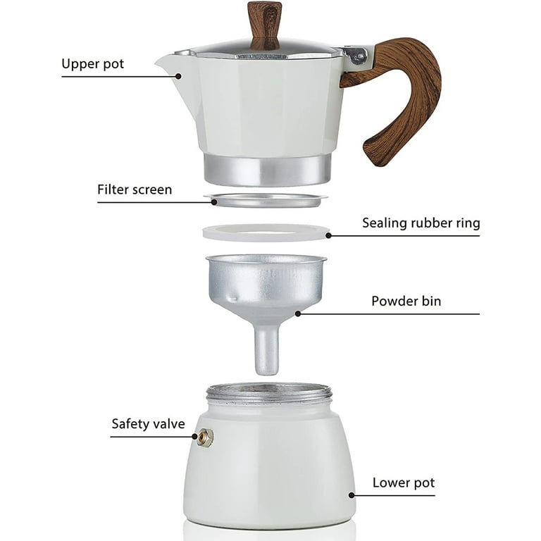 DÉBUT Stainless Steel Italian Espresso Coffee Maker Stovetop Moka Pot Greca  Coffee Maker Latte Cappuccino Percolator, 6 Espresso Cup - 10 Oz