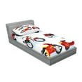 thumbnail image 2 of Ambesonne Cartoon Fitted Sheet & Pillow Sham Set, Motorcycle Hippie, Twinxl, Black Yellow, 2 of 2