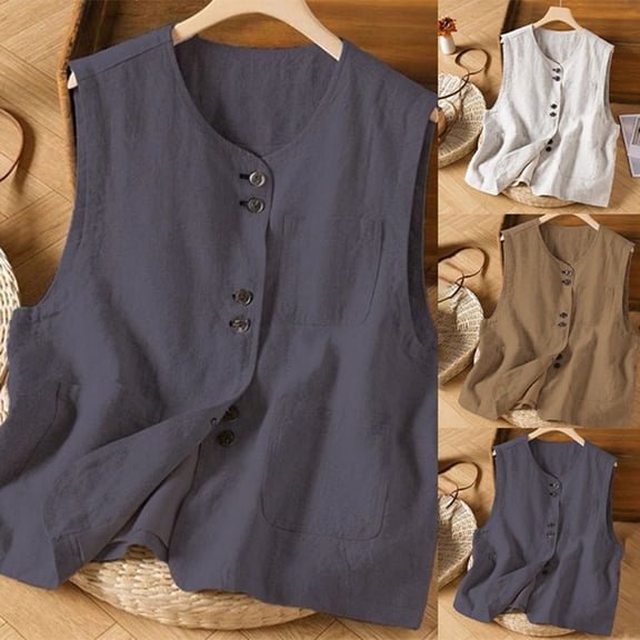 Womens Cotton Linen Tank Tops V Neck Casual Cami Sleeveless Blouses Basic Shirt Summer Clothes Fashion Outfits