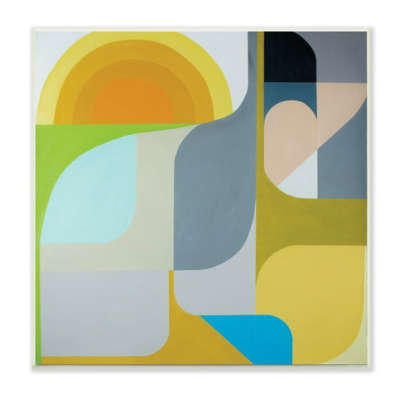 Stupell Industries Abstract Fluid Shapes Yellow Green Grey,12 x 12,Designed by Marion Griese