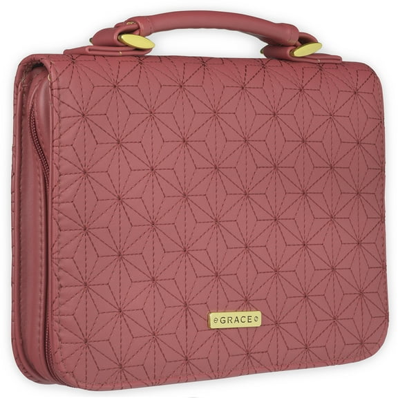 Christian Art Gifts Women's Fashion Bible Cover Grace Dusty Rose, Pink Faux Leather, Large