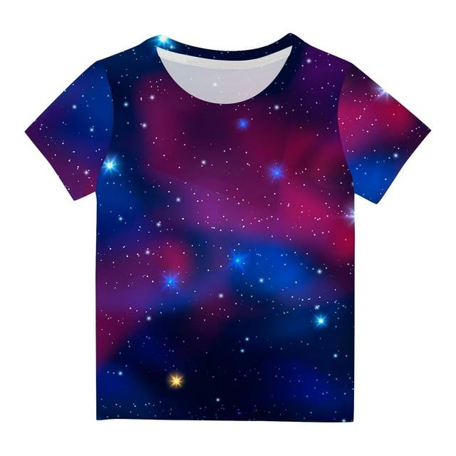 Penkiiy Garçons Filles Enfants T-Shirts Graphiques 3D Étoile Imprimée, T-Shirts Originaux Col Rond Manches Courtes 5-6 Ans Multicolore
