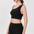 thumbnail image 2 of Wang6 One Shoulder Cropped Tank Tops Trendy Wireless Workout Longline Bras Seamless Running Gym Yoga Tops Black L, 2 of 6