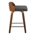 thumbnail image 3 of Maya 24" Counter Stools Set of 2: Mid-Century Modern Wood Stool with Swivel, Charcoal Fabric, Walnut Finish, Chrome Footrest, for Kitchen Island, 3 of 6