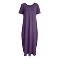 thumbnail image 4 of Women Plus Size Casual V Neck Long Dress Summer Loose Fit Maxi T Shirt Style with Pockets Comfortable Flowy Womens Casual Trendy Midi Dresses, 4 of 5