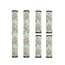 ZIATUBLES Refrigerator Door Handle Wraps Set of 6 Lightweight Neoprene Kitchen Appliance Decor Replacement Sturdy Handle Covers Fit Fridge Microwave Oven, Rose Flower