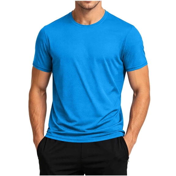 LIaqionyy Workout Shirt for Mens Casual Loose Short Sleeve Summer Solid Color Comfortable Lightweight Tops