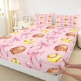 thumbnail image 4 of Manfei Softball Ball Games Queen Sheets,Pink Bows Pattern Queen Sheet Sets,4pcs,1 Flat Sheet,1 Fitted Sheet and 2 Pillowcases, 4 of 6