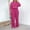 Hot Pink, variant on successthop Womens Two Piece Lounge Sets Solid Color Croped Crewneck Long Sleeve Shirts and Wide Leg Long Pants Basic Travel Pajamas Lounge Set Loungewear Summer Outfits