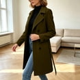 thumbnail image 3 of Vixolx Womens Long Pea Coat Classic Notched Lapel Double Breasted Wool Blend Coat with Tie Belt Side Pockets Winter Casual Office Warm Outerwear, 3 of 8