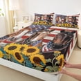 thumbnail image 3 of Homewish 3D Brown Horse Twin Sheet Sets, American Flag Print Twin Fitted Sheet, Vibrant Rustic Sunflower Flat Sheet, Microfiber Bedroom Decor, 3 Pieces, 3 of 7