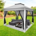 thumbnail image 3 of SANOPY 12x12FT Outdoor Pop up Gazebo with Mosquito Netting, Shade and Rain Instant Patio Canopy with 4 Sandbags for Garden Backyard,Light Gray, 3 of 15