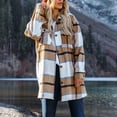thumbnail image 3 of Yigetop Plaid Jacket for Woman Women's Overcoat Classic Button Down Plaid Printed Winter Fleece Lined Lapel Snow Coat Shirts Outwear with Pockets Jackets for Women Khaki XL, 3 of 9