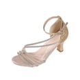 thumbnail image 3 of THDHVS Womens Sandals Comfortable Dressy,Casual Shoes for Women,Women's Fashion Casual Versatile Round Toe Feng Shui One-Strap Temperament High Heels Gold, 3 of 10